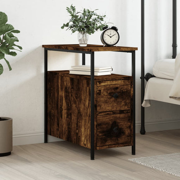NNEVL Bedside Cabinet Smoked Oak 30x60x60 cm Engineered Wood