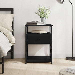 NNEVL Bedside Cabinet Black 40x42x55 cm Engineered Wood