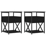 NNEVL Bedside Cabinets 2 pcs Black 40x42x55 cm Engineered Wood
