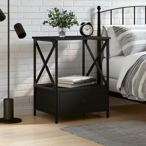 NNEVL Bedside Table Black 50x41x65 cm Engineered Wood