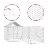 NNEVL Outdoor Dog Kennel with Roof Silver 4x4x2.5 m Galvanised Steel