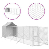 NNEVL Outdoor Dog Kennel with Roof Silver 2x10x2.5 m Galvanised Steel
