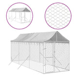 NNEVL Outdoor Dog Kennel with Roof Silver 2x6x2.5 m Galvanised Steel