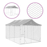NNEVL Outdoor Dog Kennel with Roof Silver 3x4.5x2.5 m Galvanised Steel