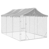 NNEVL Outdoor Dog Kennel with Roof Silver 3x4.5x2.5 m Galvanised Steel