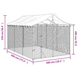 NNEVL Outdoor Dog Kennel with Roof Silver 3x4.5x2.5 m Galvanised Steel