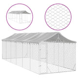NNEVL Outdoor Dog Kennel with Roof Silver 3x9x2.5 m Galvanised Steel