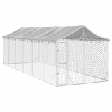 NNEVL Outdoor Dog Kennel with Roof Silver 3x9x2.5 m Galvanised Steel