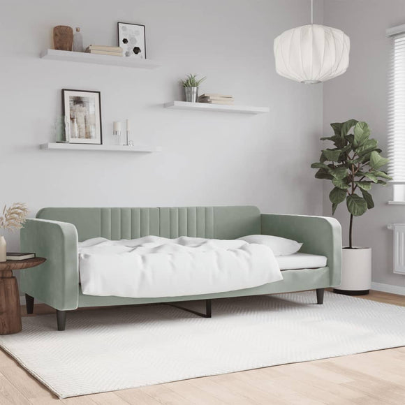 NNEVL Day Bed Light Grey 90x190 cm Velvet