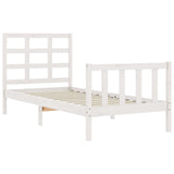 NNEVL Bed Frame with Headboard White 92x187 cm Single Solid Wood