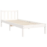 NNEVL Bed Frame with Headboard White 92x187 cm Single Solid Wood