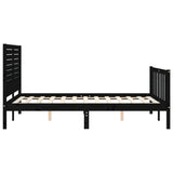 NNEVL Bed Frame with Headboard Black 137x187 cm Double Solid Wood