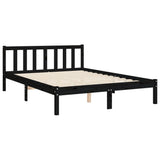 NNEVL Bed Frame with Headboard Black 137x187 cm Double Solid Wood