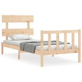 NNEVL Bed Frame with Headboard 92x187 cm Single Solid Wood