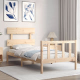 NNEVL Bed Frame with Headboard 92x187 cm Single Solid Wood