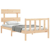 NNEVL Bed Frame with Headboard 92x187 cm Single Solid Wood