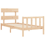 NNEVL Bed Frame with Headboard 92x187 cm Single Solid Wood