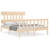 NNEVL Bed Frame with Headboard 137x187 cm Double Size Solid Wood