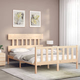 NNEVL Bed Frame with Headboard 137x187 cm Double Size Solid Wood