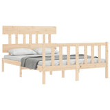 NNEVL Bed Frame with Headboard 137x187 cm Double Size Solid Wood