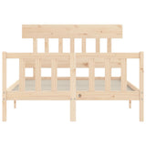 NNEVL Bed Frame with Headboard 137x187 cm Double Size Solid Wood