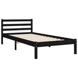NNEVL Bed Frame with Headboard Black 92x187 cm Single Solid Wood