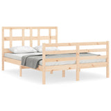 NNEVL Bed Frame with Headboard 137x187 cm Double Solid Wood