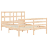 NNEVL Bed Frame with Headboard 137x187 cm Double Solid Wood