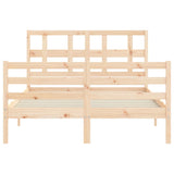 NNEVL Bed Frame with Headboard 137x187 cm Double Solid Wood