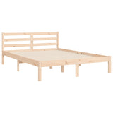 NNEVL Bed Frame with Headboard 137x187 cm Double Solid Wood