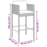 NNEVL 9 Piece Garden Bar Set with Cushions Black Poly Rattan