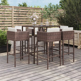 NNEVL 7 Piece Garden Bar Set with Cushions Brown Poly Rattan