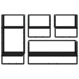 NNEVL 4 Piece Wall Shelf Set with Bars Black Engineered Wood