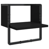 NNEVL 4 Piece Wall Shelf Set with Bars Black Engineered Wood
