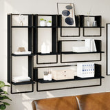 NNEVL 6 Piece Wall Shelf Set with Bars Black Engineered Wood