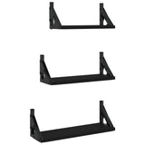 NNEVL 3 Piece Wall Shelf Set Black Engineered Wood