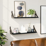 NNEVL Wall Shelves 2 pcs Black 60x15x15.5 cm