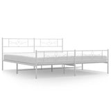NNEVL Metal Bed Frame with Headboard and Footboard White 183x203 cm King Size