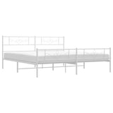 NNEVL Metal Bed Frame with Headboard and Footboard White 183x203 cm King Size