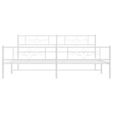 NNEVL Metal Bed Frame with Headboard and Footboard White 183x203 cm King Size