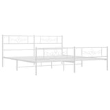 NNEVL Metal Bed Frame with Headboard and Footboard White 183x203 cm King Size