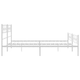 NNEVL Metal Bed Frame with Headboard and Footboard White 183x203 cm King Size