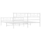 NNEVL Metal Bed Frame with Headboard and Footboard White 183x203 cm King Size