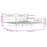 NNEVL Metal Bed Frame with Headboard and Footboard White 183x203 cm King Size