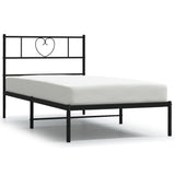 NNEVL Metal Bed Frame with Headboard Black 90x190 cm