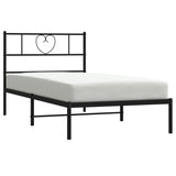 NNEVL Metal Bed Frame with Headboard Black 90x190 cm