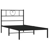 NNEVL Metal Bed Frame with Headboard Black 90x190 cm