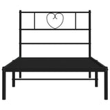 NNEVL Metal Bed Frame with Headboard Black 90x190 cm