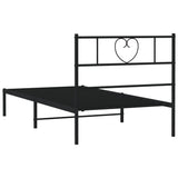 NNEVL Metal Bed Frame with Headboard Black 90x190 cm