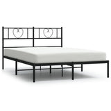 NNEVL Metal Bed Frame with Headboard Black 135x190 cm